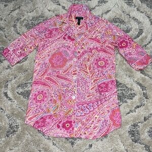 Lauren paisley floral Notch collar Pajama botton Top